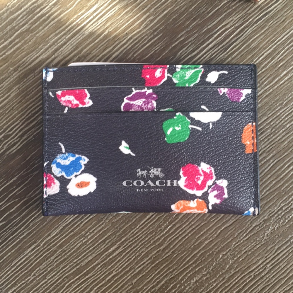 NWOT floral Coach card case